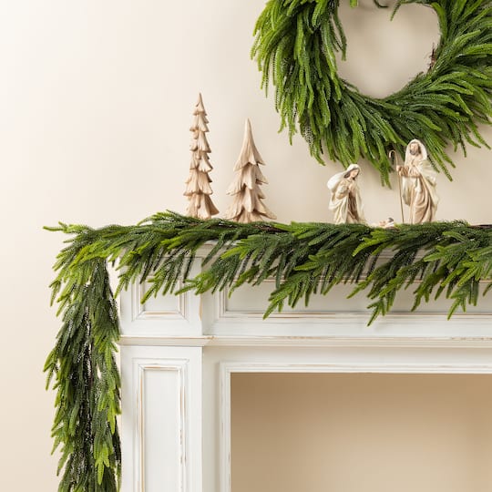 Glitzhome® 9ft. Christmas Greenery PE Dripping Garland, Set of 2